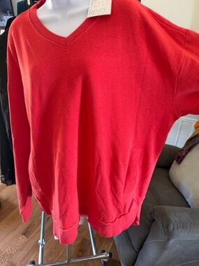 Royce Women's Red V‑Neck Pullover Sweatshirt